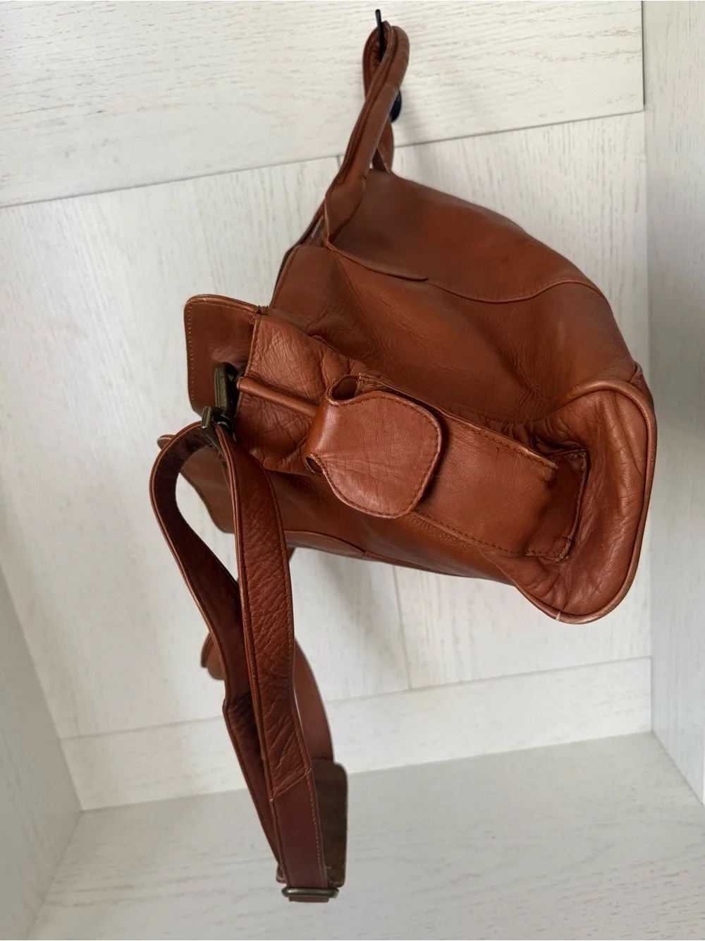 Graffeo Leather Briefcase Tote in Cognac